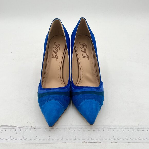 XYD Blue Gradient Wave Pattern Pointed Toe Slip On Jewelry High Heel Party Pumps - Picture 3 of 8